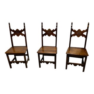 19th Century Set of Three Antique Baroque Style Spanish Dining Chairs For Sale