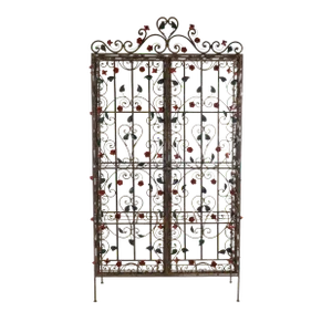 Mid 20th Century Vintage Iron Two Door Rose Design Cabinet