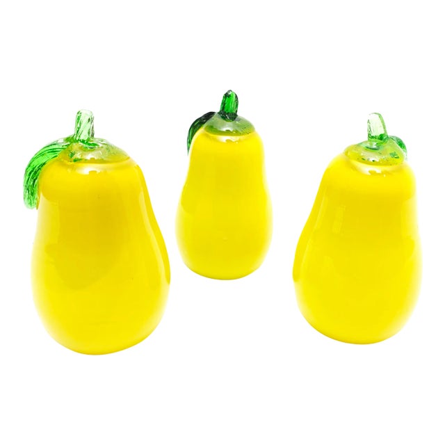 1950's Mid-Century Murano Hand Blown Italian Glass Lemons - 3 Pieces For Sale