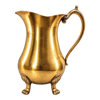 Antique French Brass Footed Pitcher For Sale