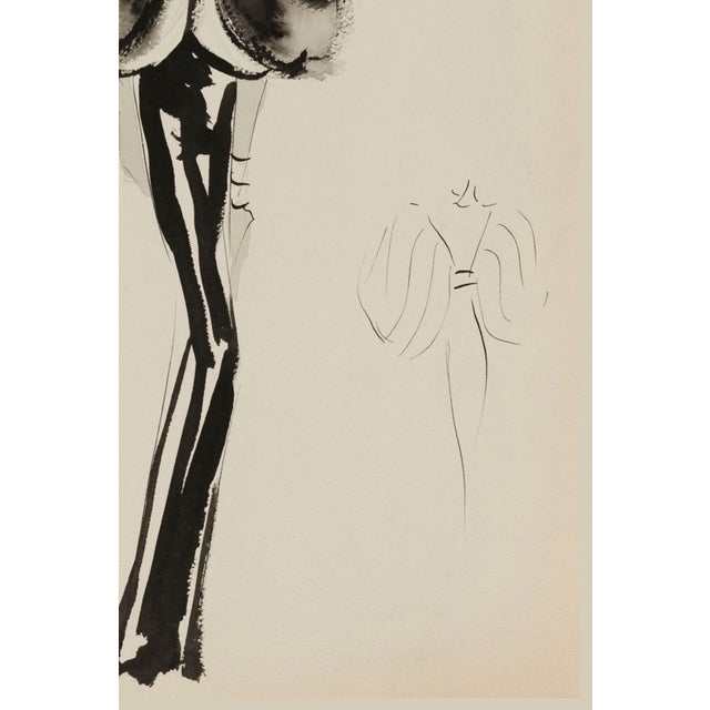 Paper Vintage French Fashion Art Print – Black and White Fur Sleeve Illustration, 12" X 16" For Sale - Image 7 of 8