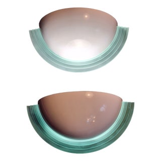 Vintage Glare-Free Wall Lamps with White Lacquered Metal Reflector and Tinted Acrylic Frame, 1990s, Set of 2 For Sale
