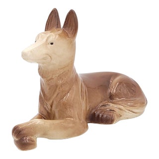 St. Clément Majolica German Shepherd, France Circa 1900 For Sale