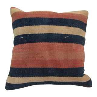 Handmade Striped Turkish Kilim Pillow Cover For Sale