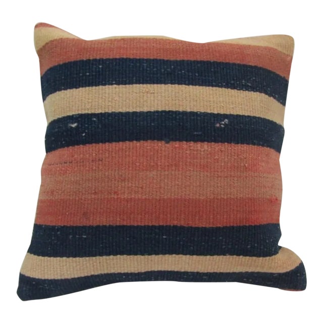 Handmade Striped Turkish Kilim Pillow Cover For Sale