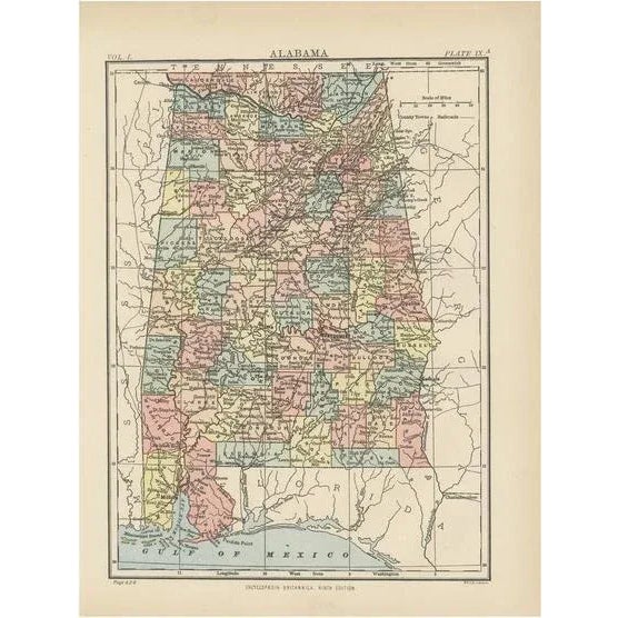Antique Map of Alabama, 1875 For Sale - Image 6 of 6