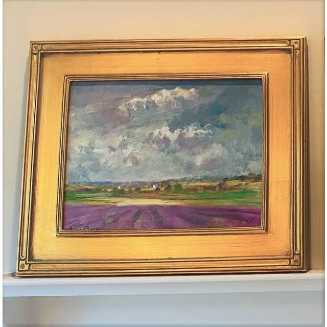 French Provincial Framed French Provincial Lavender Landscape For Sale - Image 3 of 9