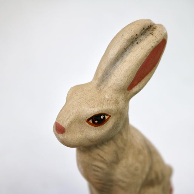 Paint 1993 Vintage Vaillancourt Sculptural Folk Art Chalkware Hand Painted Teetor Totter Rabbits Figurine For Sale - Image 7 of 10