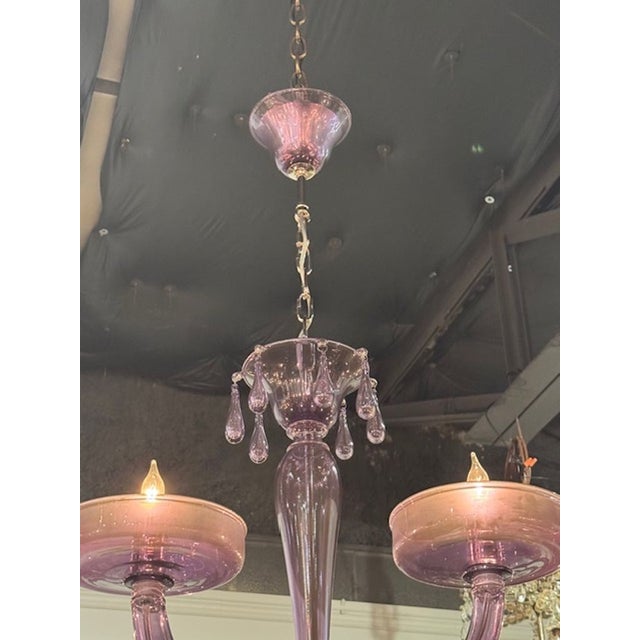 Decorative 8 Arm Lavender Murano Chandelier For Sale - Image 4 of 6