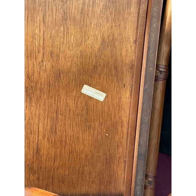 Vintage Brown Jordan Fretwork Rattan Writing Desk and Chair For Sale In West Palm - Image 6 of 12