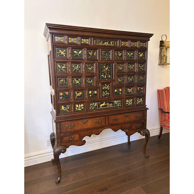 Chinoiserie Late 20th Century Maitland-Smith Chinoiserie Style Multi-Drawer Cabinet on Chest With Hand-Decorated Panels For Sale - Image 3 of 12
