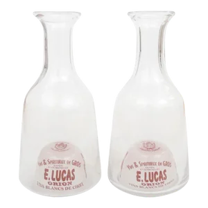 French Bistro Glass Carafes - a Pair
