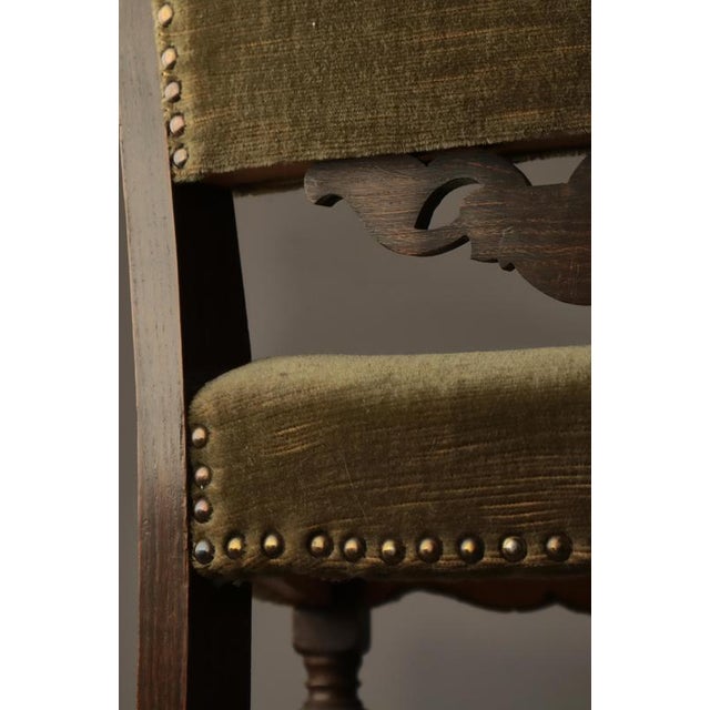 Wood Danish Art Deco Oak Side Chair with Green Velvet Seat, 1930s For Sale - Image 7 of 18