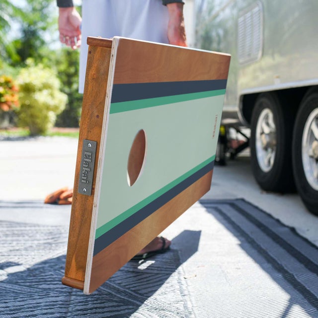 Modern Gidget Surf Mahogany Pathfinder Cornhole Boards For Sale - Image 3 of 11