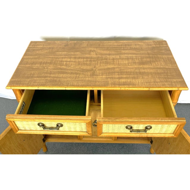 Wood Mid Century Modern Chinoiserie Faux Bamboo Credenza by Broyhill Circa 1960's For Sale - Image 7 of 13