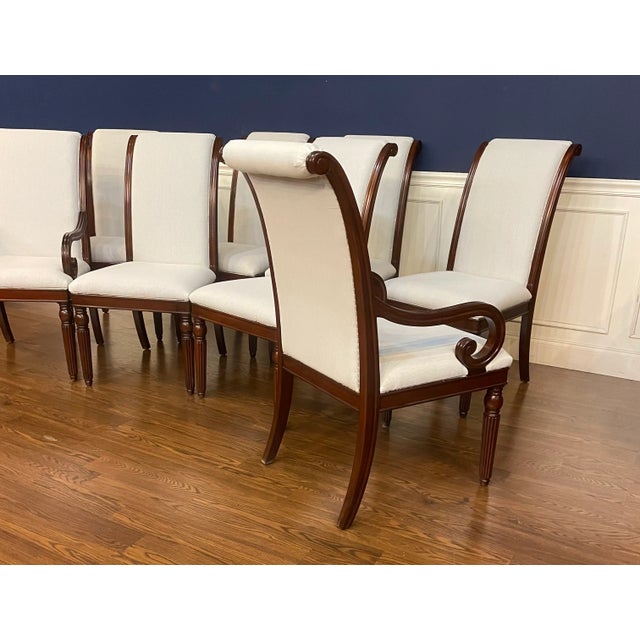 2020s Set of 8 Leighton Hall Mahogany Regency Style Upholstered Dining Chairs For Sale - Image 5 of 12