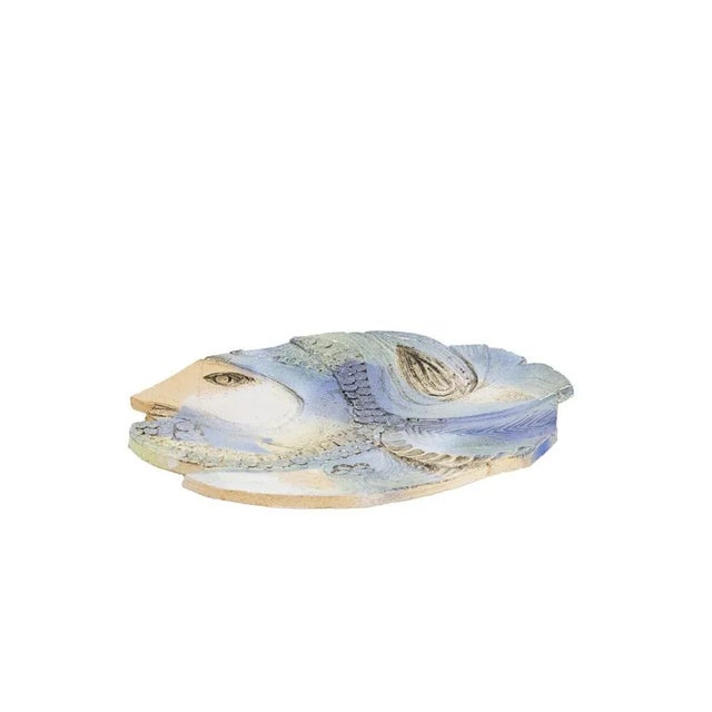 Jean Derval, signed. Anthropomorphic dish in enamelled terracotta, round in shape, suggesting a face in profile. French...