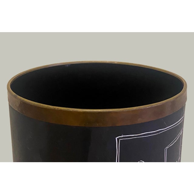 Mid-Century Modern Enameled Metal Umbrella Stand with Brass Rims by Poggibonsi, Italy, 1960s For Sale - Image 4 of 11