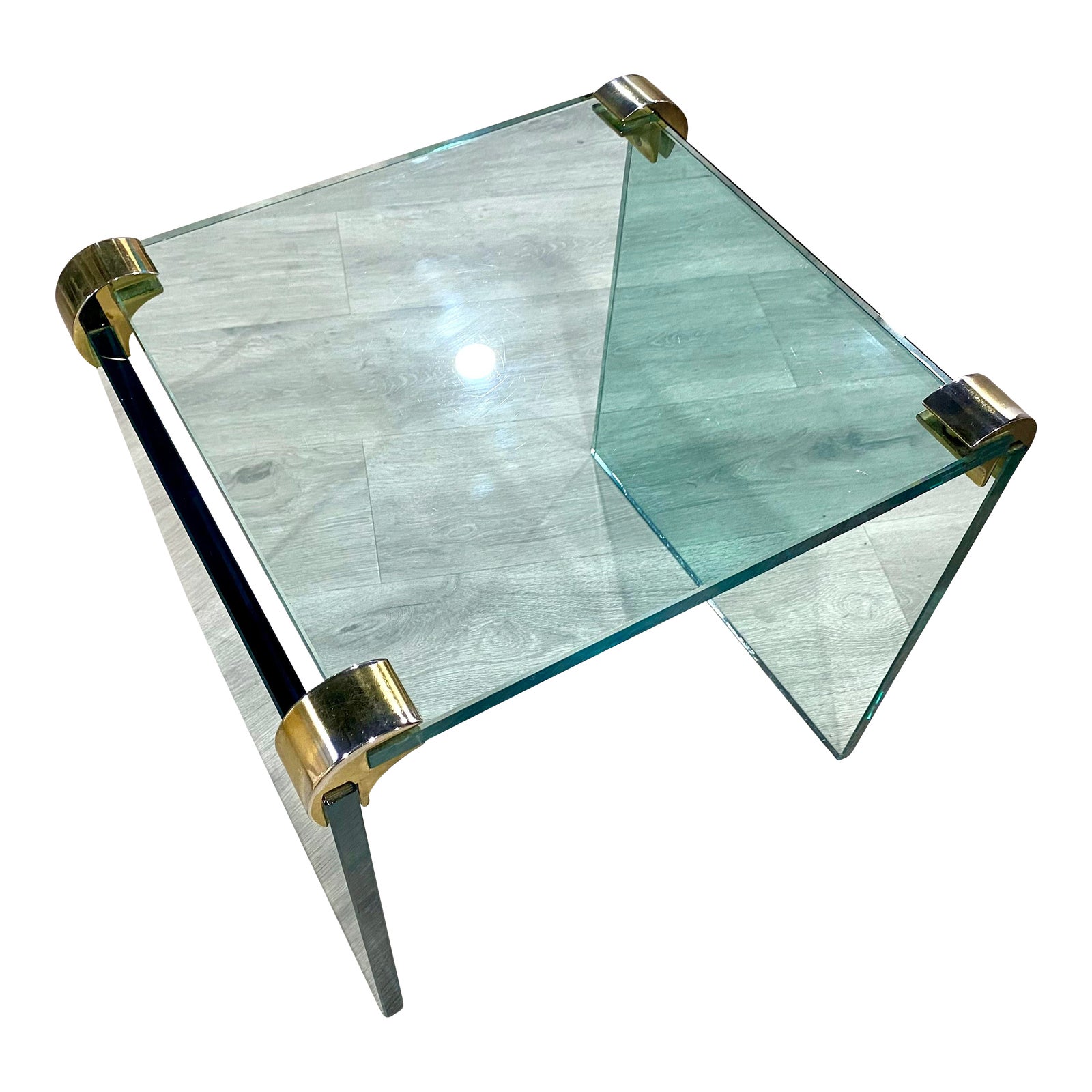 Glass Waterfall Side Table as Leon Rosen for Pace Collection, 1960s