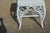 Wood Vintage Square White Wicker End / Side Table W/ Fiddlehead Scroll Work & Lower Shelf For Sale - Image 7 of 14