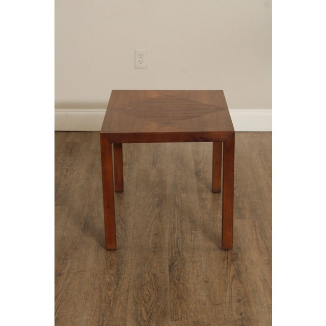 Lane Furniture Lane Mid Century Modern Inlaid Parsons Style Square Walnut Side Table For Sale - Image 4 of 12