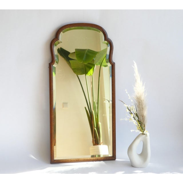 Antique Farmhouse Dutch Oak Scalloped Mirror For Sale - Image 12 of 12