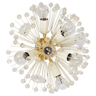 Small Starburst Brass and Crystal Flush Mount attributed to Emil Stejnar for Rupert Nikoll, Austria, 1960s For Sale
