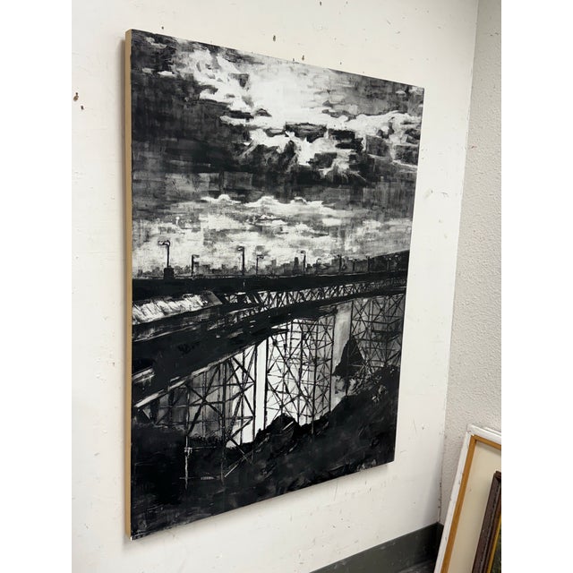 Industrial Shunt M. Techno Apocalypse Black/White Painting, Signed For Sale - Image 3 of 12