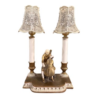 1930’s Rare Elegant Gilded Twin Candlestick Lamp For Sale