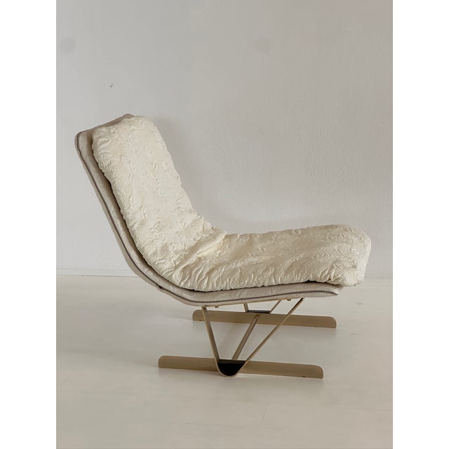 1980s Set of Lounge Chair & Ottoman in Cream, 1980s For Sale - Image 5 of 14
