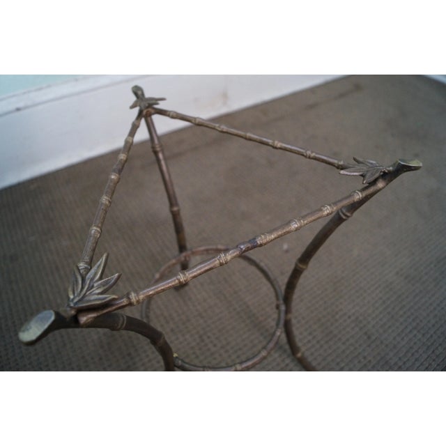 Brass & Glass Faux Bamboo Round Small Side Table For Sale - Image 10 of 10