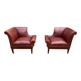Early 21st Century Leather Conversation/Corner Chairs- a Pair For Sale