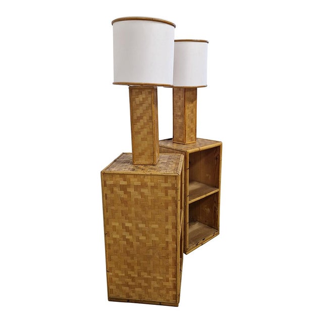 1970s Bamboo and Rattan Bedside Tables, 1950s, Set of 2 For Sale - Image 5 of 11