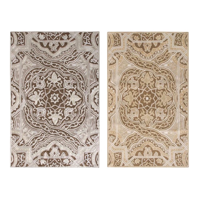 Rug & Kilim’s Handwoven Chain Stitch Pattern in Brown and White For Sale