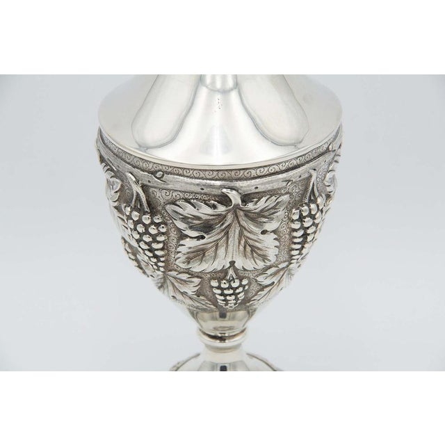 Silver Wine Jug with Curls and Leaves in Relief, in Good conditions. Designed 1980 to 1989