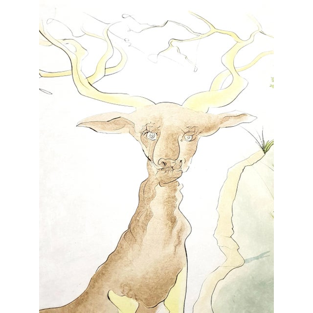 Early 21st Century Salvador Dali - Le Cerf from Le Bestiaire de la Fontaine - Signed Engraving 1974 For Sale - Image 5 of 9