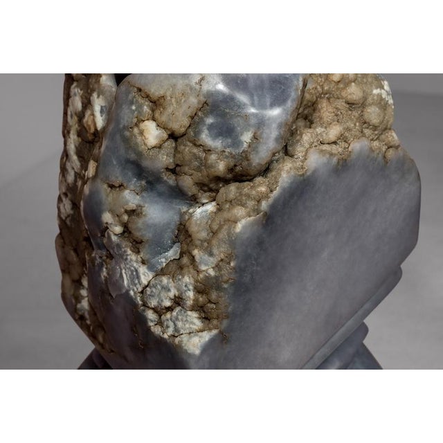 Lapiaz Sculptural Candleholder in Blue Alabaster by Amarist Studio For Sale - Image 6 of 12