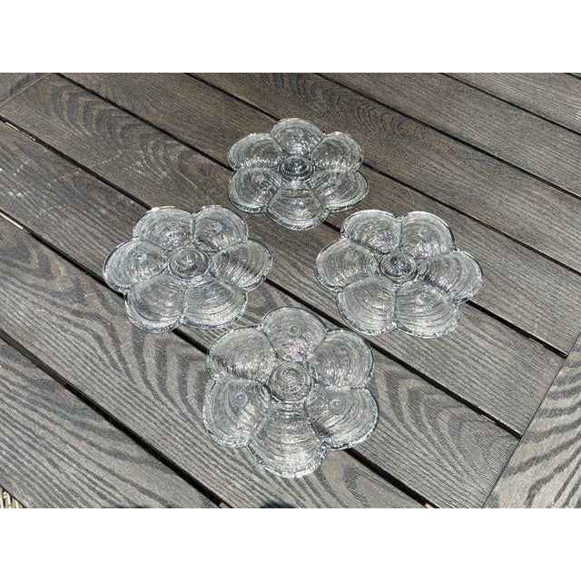 Glass Late 20th Century Footed Oyster Plates- Set of 4 For Sale - Image 7 of 8