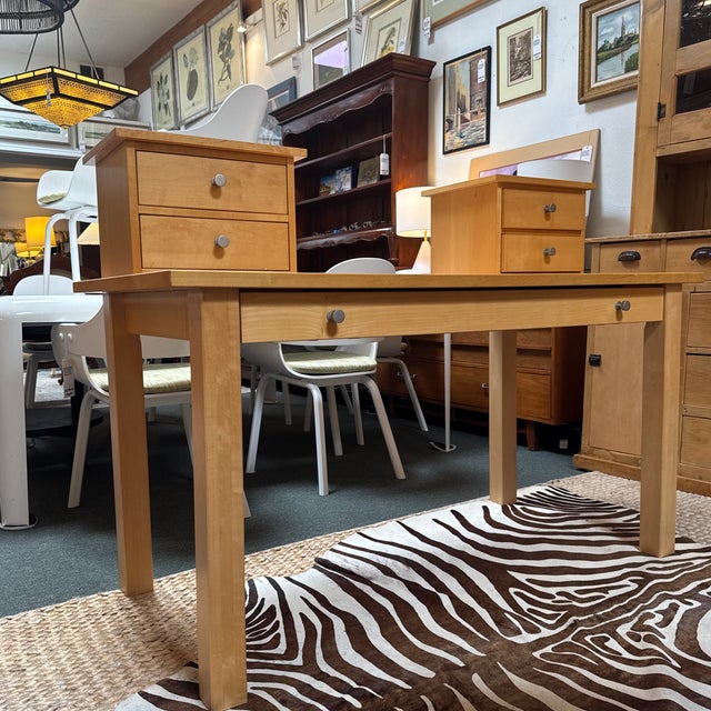 Postmodern Post Modern Beech Wood Desk With Mounted Drawers, Set of Three For Sale - Image 3 of 12