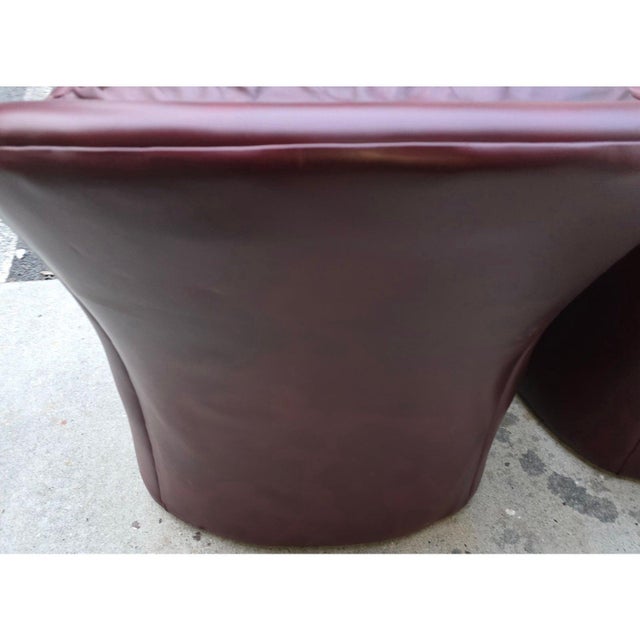 Pair of Vintage Oxblood Leathercraft Postmodern Lounge/Club Chairs For Sale - Image 9 of 13