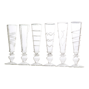 Footed Razzle Dazzle Champagne Flutes with Clear Accents, Set of 6