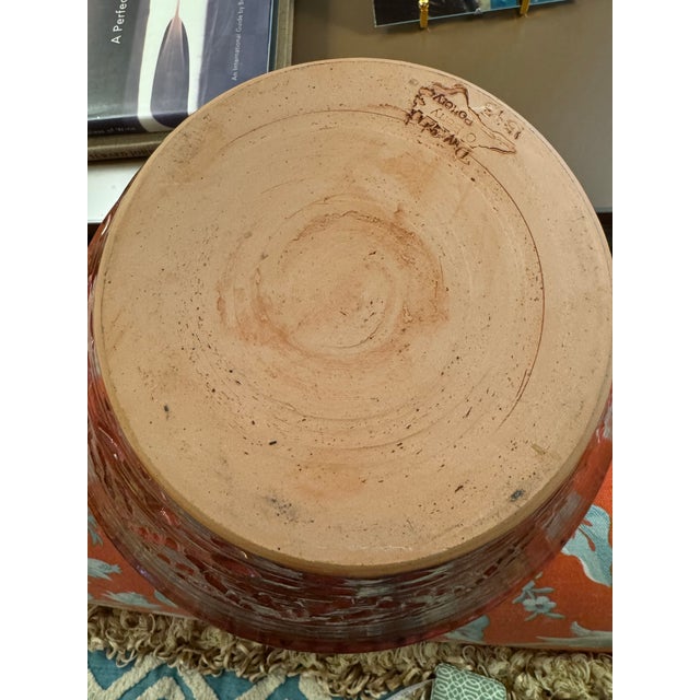1980s Vintage Red Textured Dwight O’Berry Pottery Bowl For Sale - Image 5 of 6