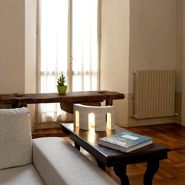 Gladio Light in Travertine by Giovanni Agliottone For Sale - Image 3 of 11