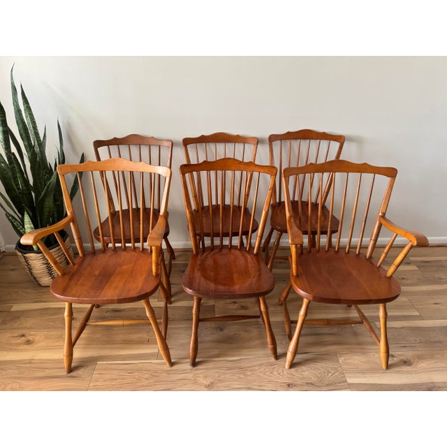 Vintage Windsor Style Dining Chairs - Set of Six For Sale - Image 4 of 11