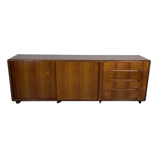 Mid-Century Modern Italian Wooden Sideboard with Casters, 1960s For Sale