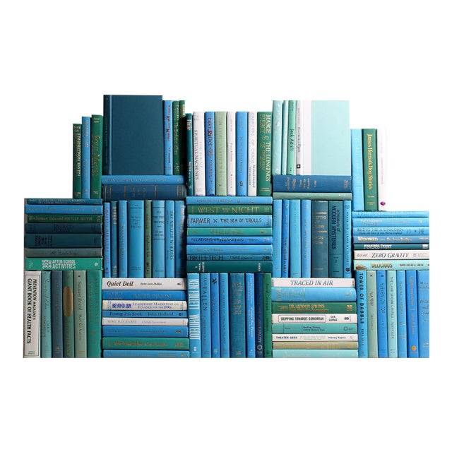 Decorative Books - Ocean Book Wall - Set of 100 Blue Books For Sale