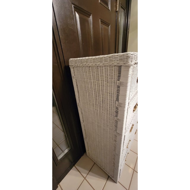 1980's Henry Link Style Coastal 6 - Drawer Wicker Dresser For Sale - Image 9 of 15