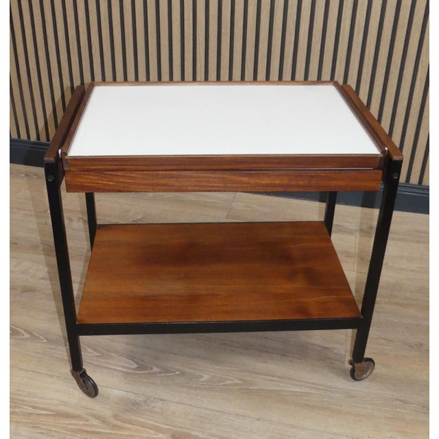 Wood Convertible Bar Cart in Teak and Resopal by Hans Gugelot for Wiener Werkstätte, 1960s For Sale - Image 7 of 15