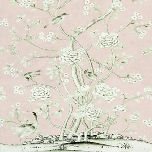Sample - Schumacher X Mary McDonald Chinois Palais Wallpaper in Blush Conch