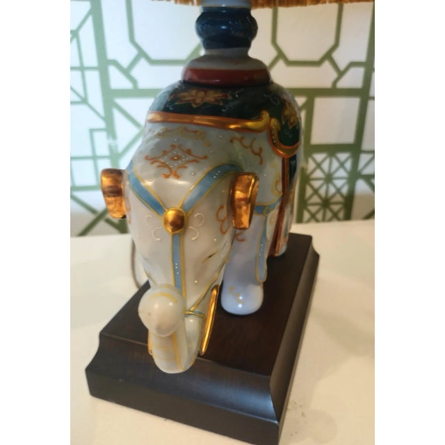 Frederick Cooper Vintage Frederick Cooper Colorful Whimsical Ceramic Regency Elephant Small Table Lamp For Sale - Image 4 of 8